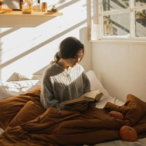 Cosying up at home with a good book